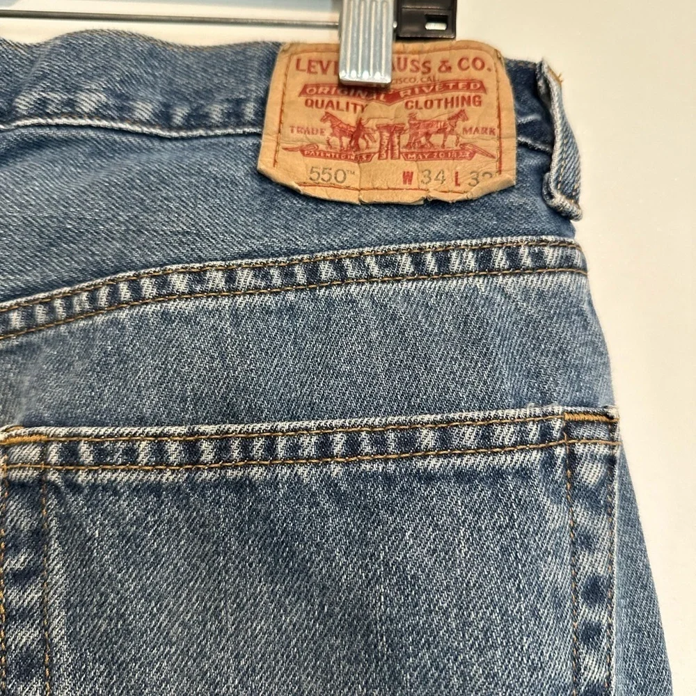 Vintage 90s Y2k Levis Jeans Men’s 34x32 Blue 550 Denim Relaxed Fit Baggy